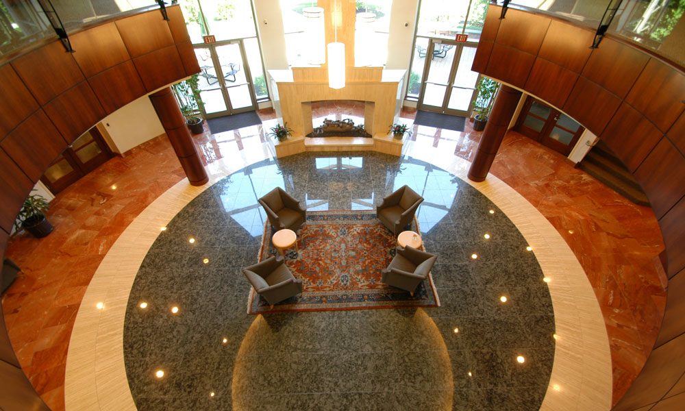 Chesterbrook Corporate Center looking down from the second floor into the lobby area