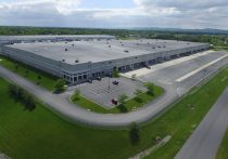 Aerial view of Geodis industrial warehouse and surrounding area