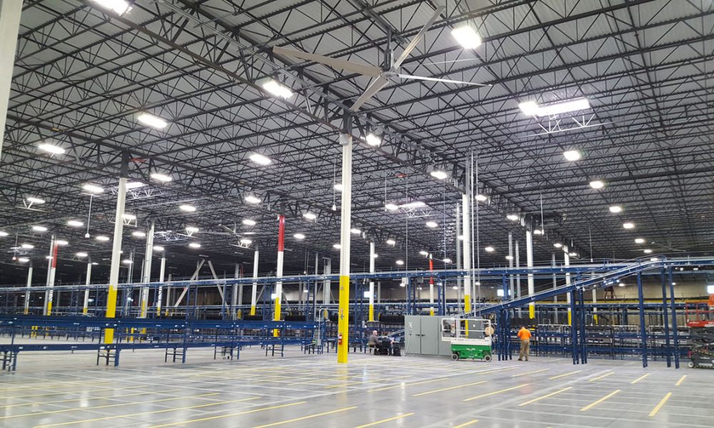 Interior view of the Geodis automated warehouse