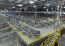 wide shot of conveyor systems inside the liberty warehouse