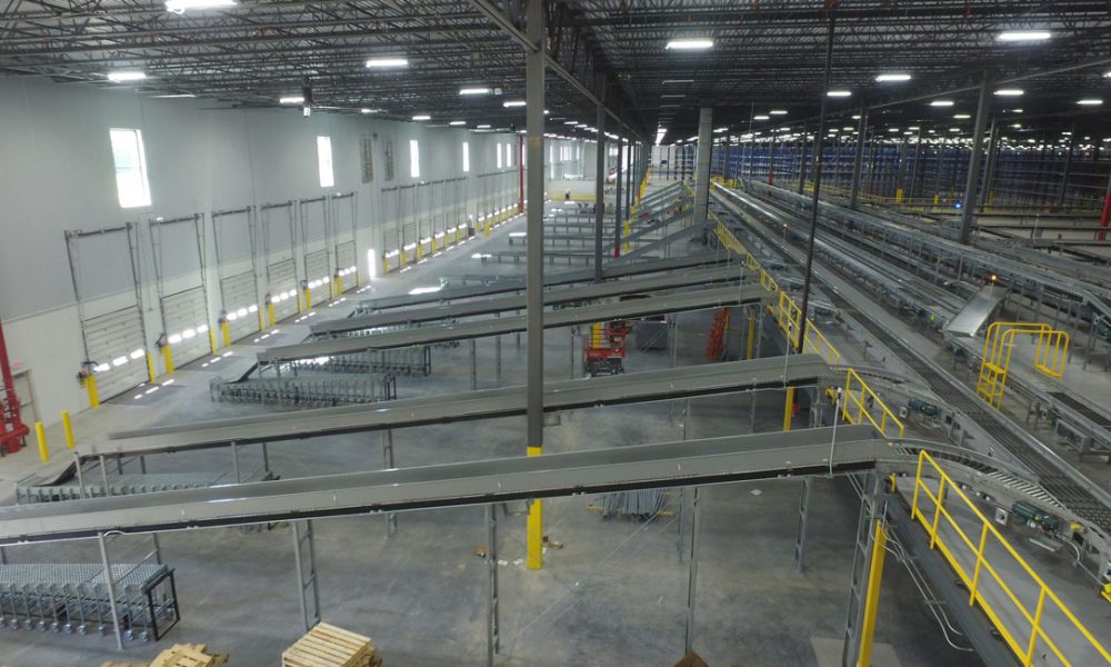 conveyor systems inside the liberty warehouse