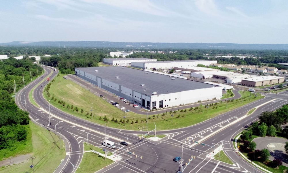Piscataway warehouse aerial wide shot view with surrounding countryside