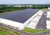 Aerial of Piscataway interior with trucks at the loading bays