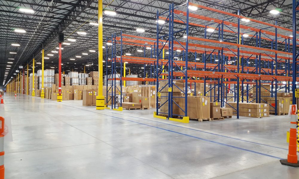 whirlpool interior warehouse with boxes and storage
