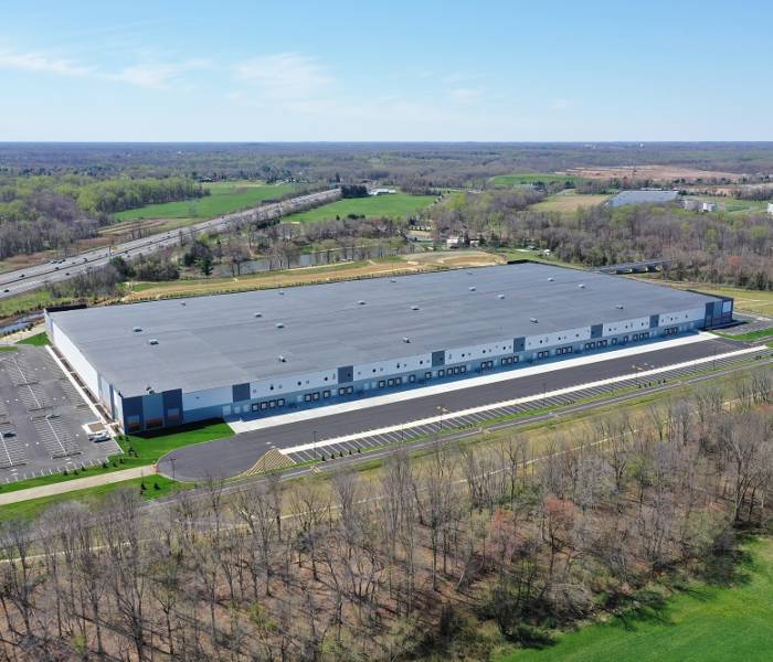 exterior warehouse aerial view overhead