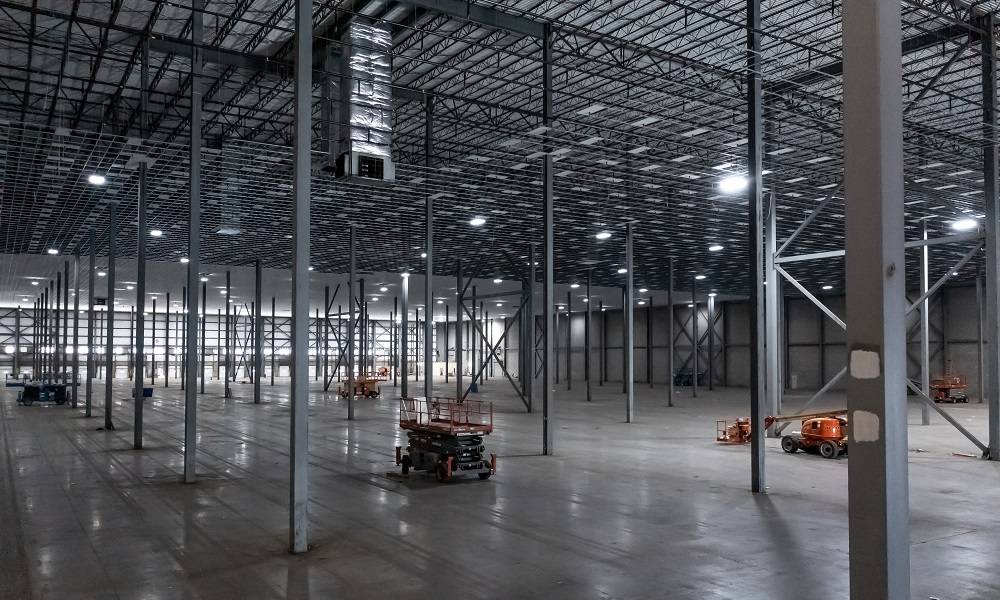 warehouse drop ceiling under construction