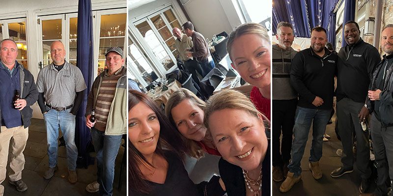 multiple image of Penntex team members celebrating at a holiday event