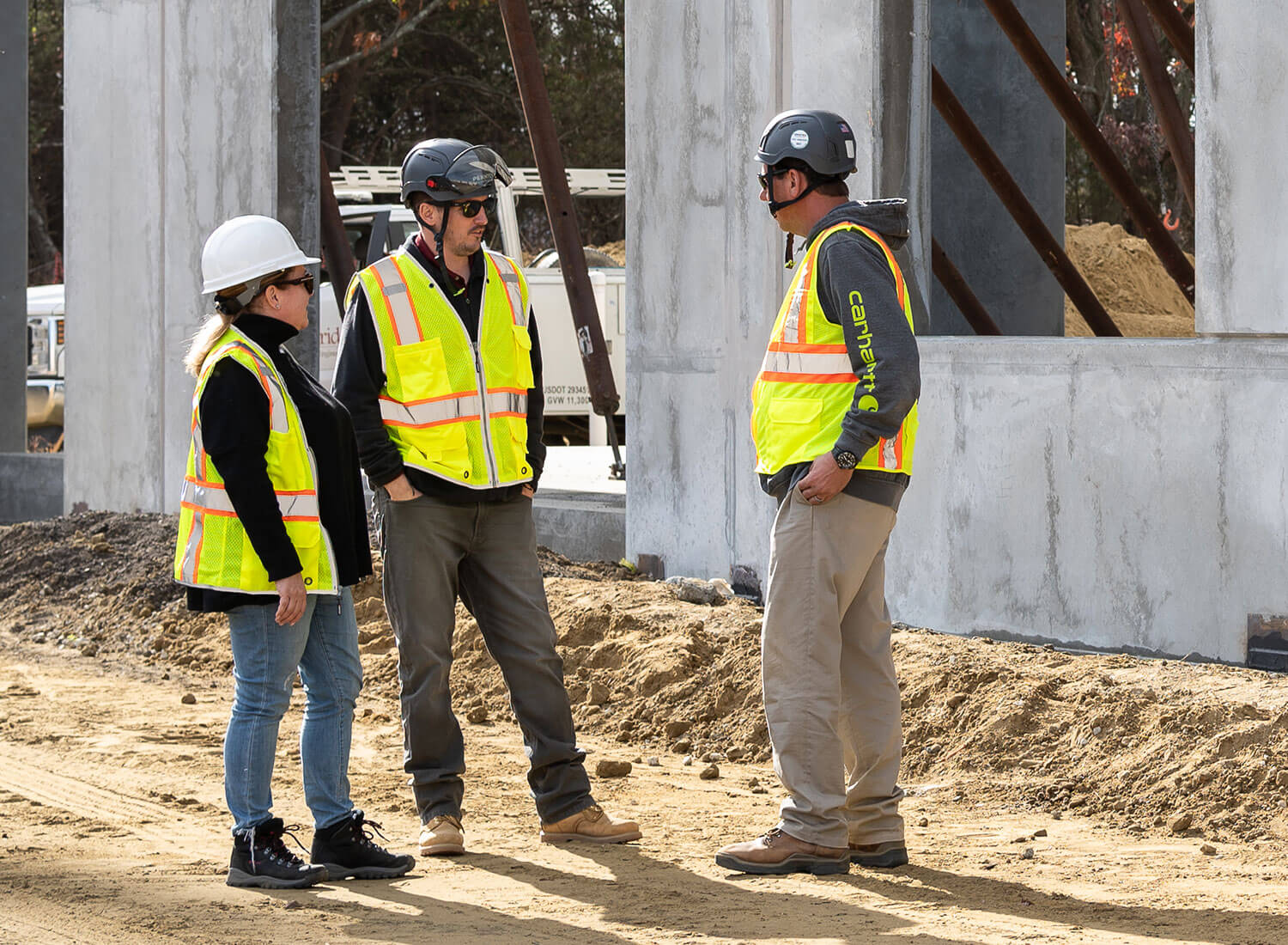 3 employees on active construction site 50 50