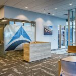 Lobby with Desk and Chairs with Tables