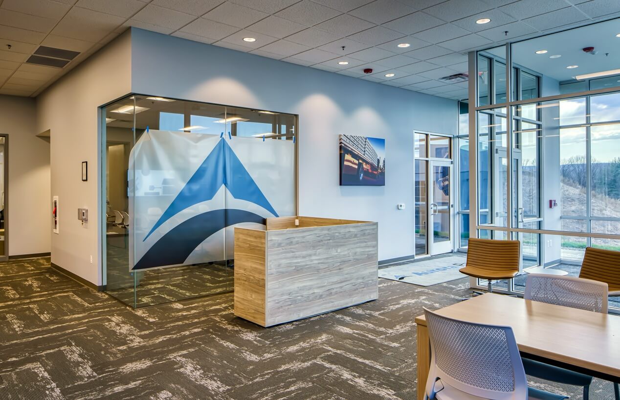 Lobby with Desk and Chairs with Tables