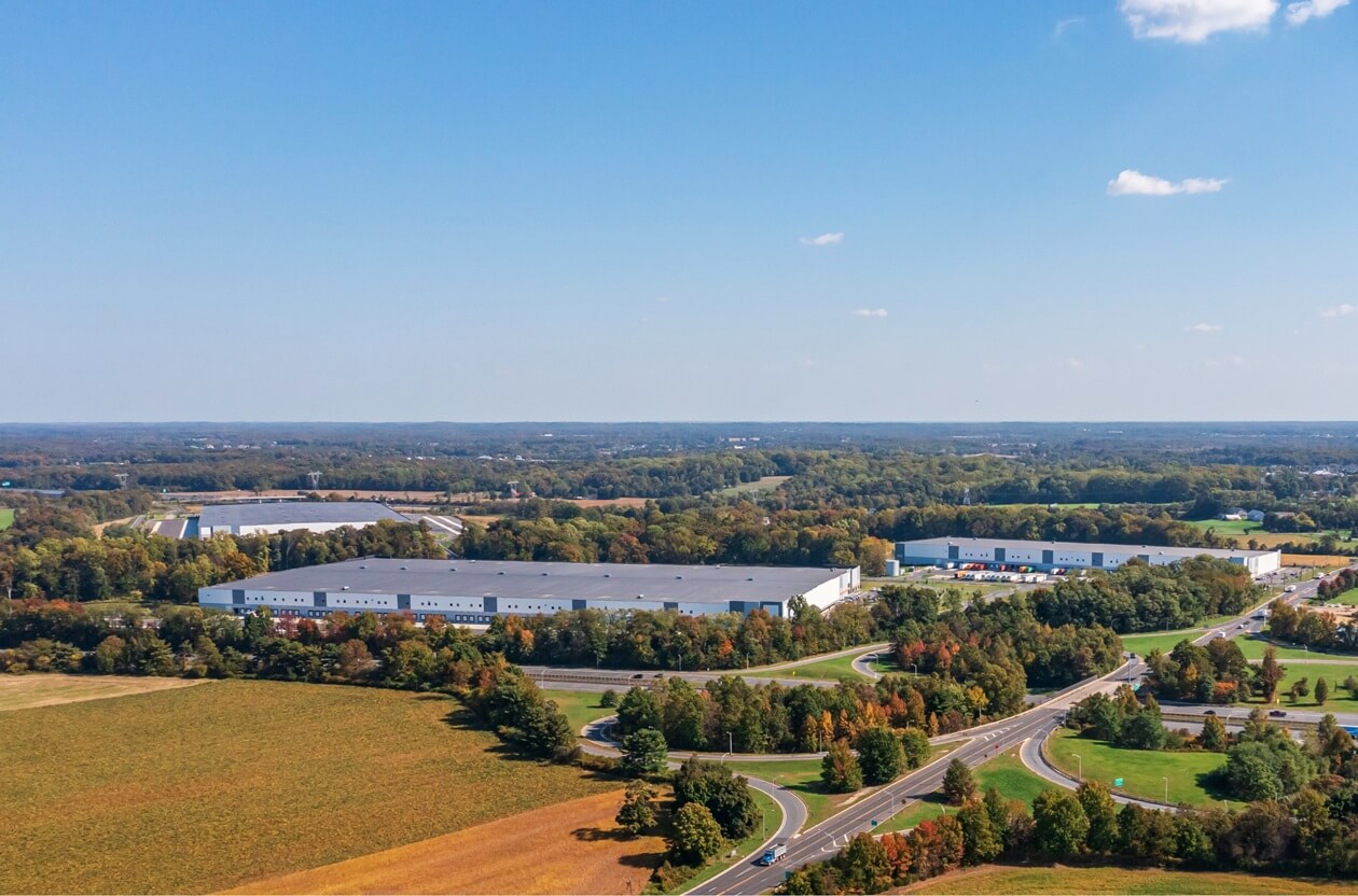 Mansfield Logistics Park Drone Aerial of Grounds and Surrounding Area in the FAll