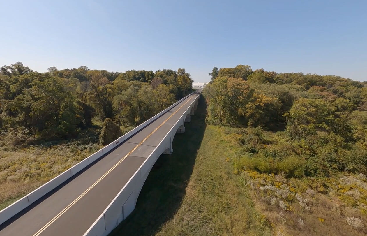 Mansfield warehouse bridge