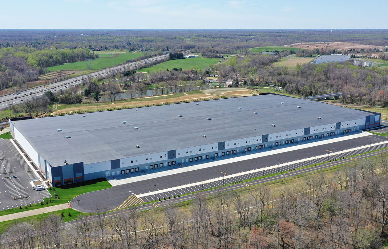 Mansfield warehouse aerial exterior with land surrounding