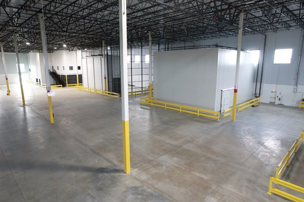 refrigerated space in a warehouse interior view