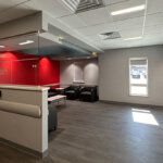 medical office waiting area and entrance and chairs