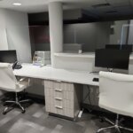 office chairs at a desk in a medical center