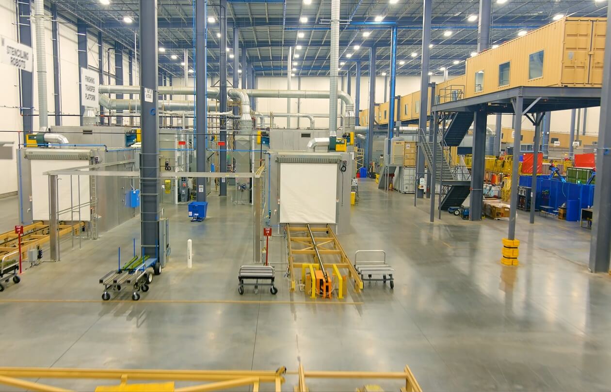 interior view of large production line