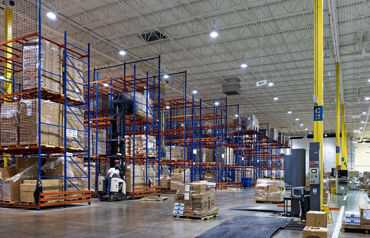 interior warehouse with racking in view and equipment