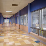 view of aerial walkway above production facility