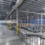 interior view of conveyor system in a warehouse facility