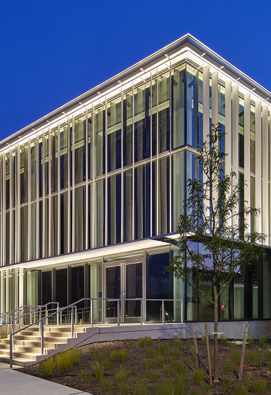 exterior of 2500 league island at night life sciences