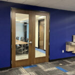 interior office view from hallway into conference room