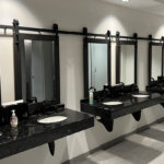 bathroom sinks in office building