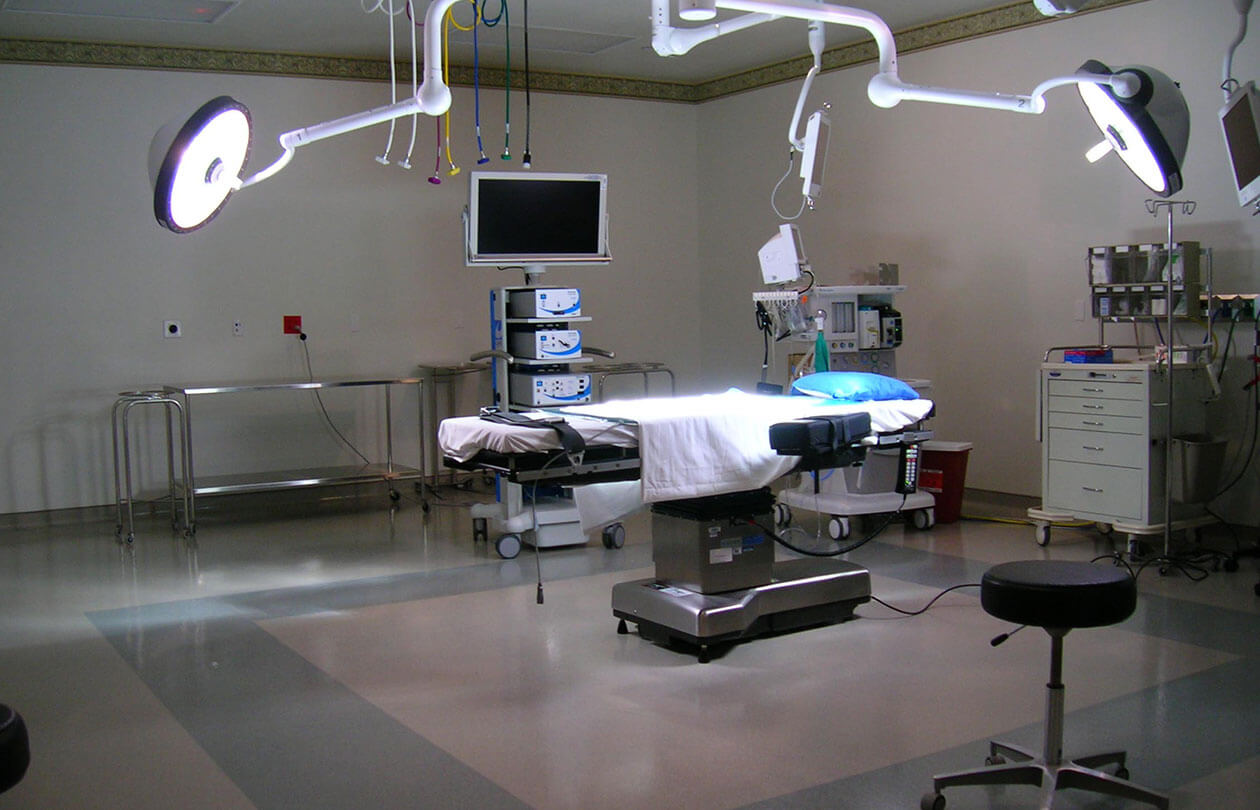 surgical room with lights and equipment