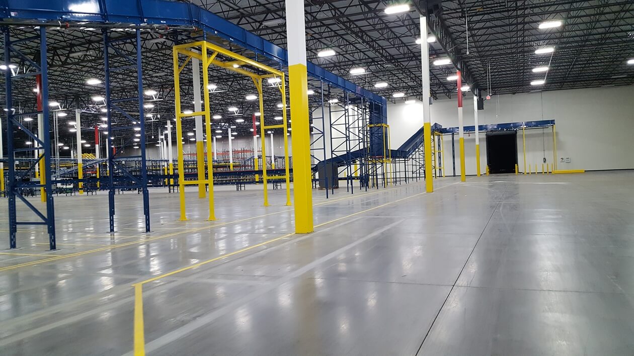 view of interior production facility, including conveyor line