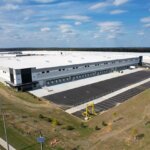 warehouse side aerial view with loading docks