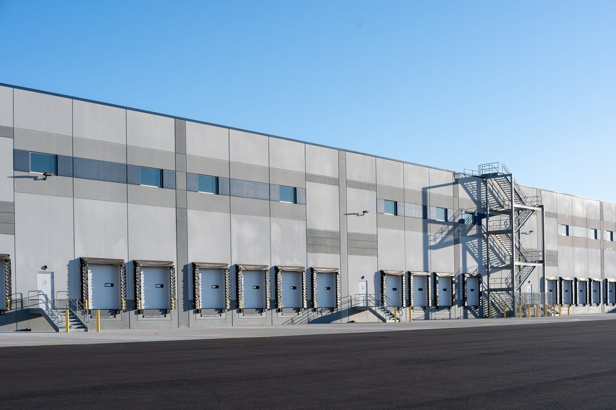 metal stairs exterior warehouse and dock doors