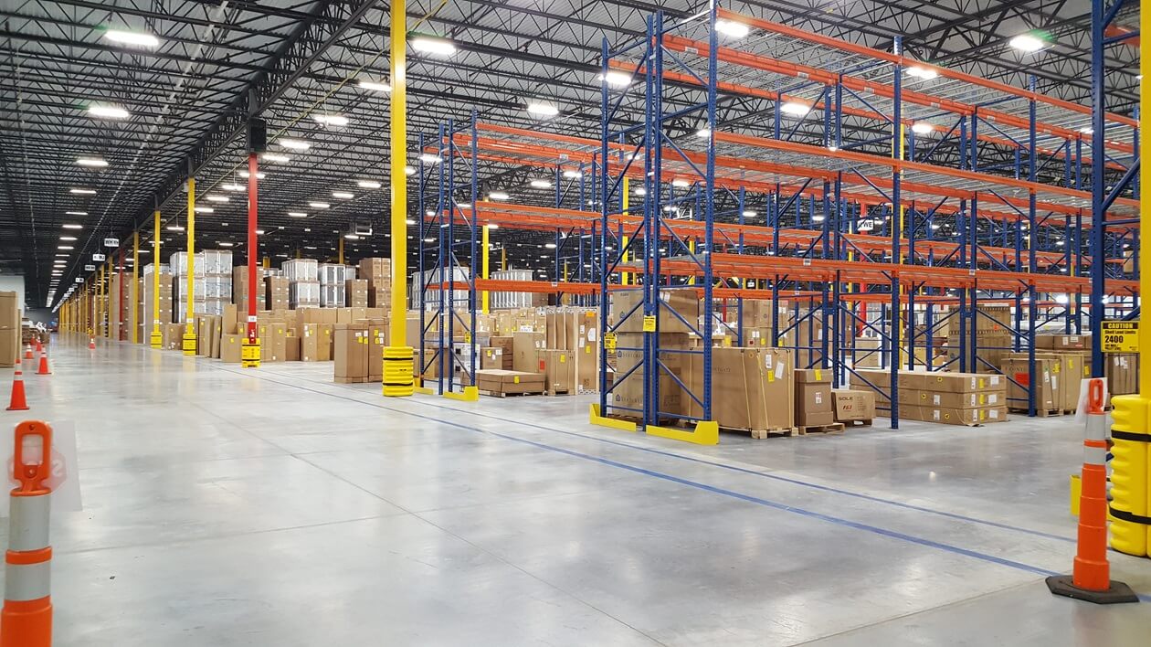 warehouse with racking and boxes