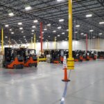 warehouse with forklifts