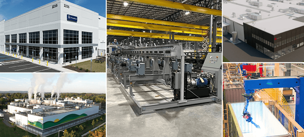 Interior and exterior shots of manufacturing facility Penntex has supported